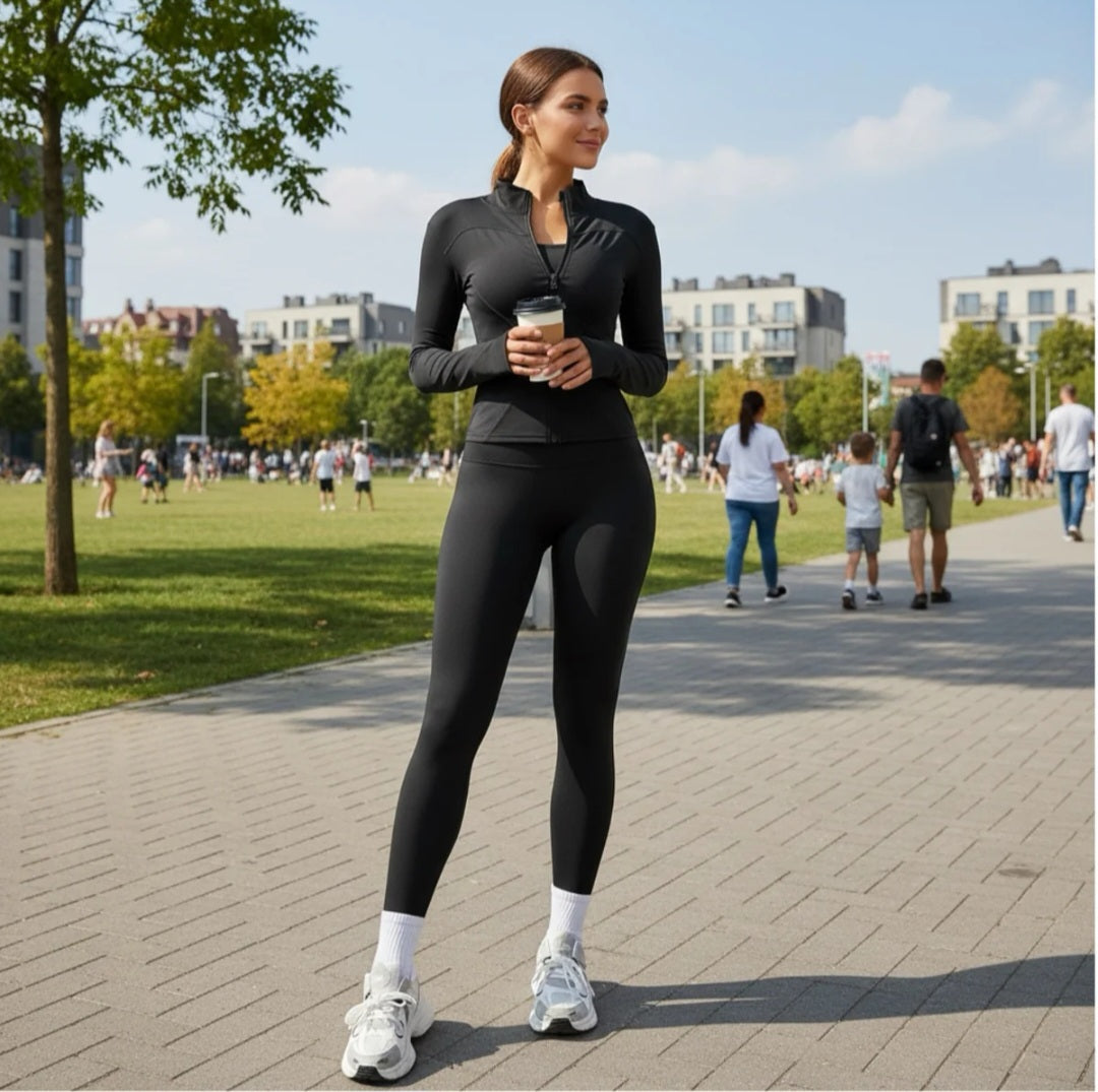 Conjunto Deportivo Esculpidor de 2 Piezas con Chaqueta y Leggings